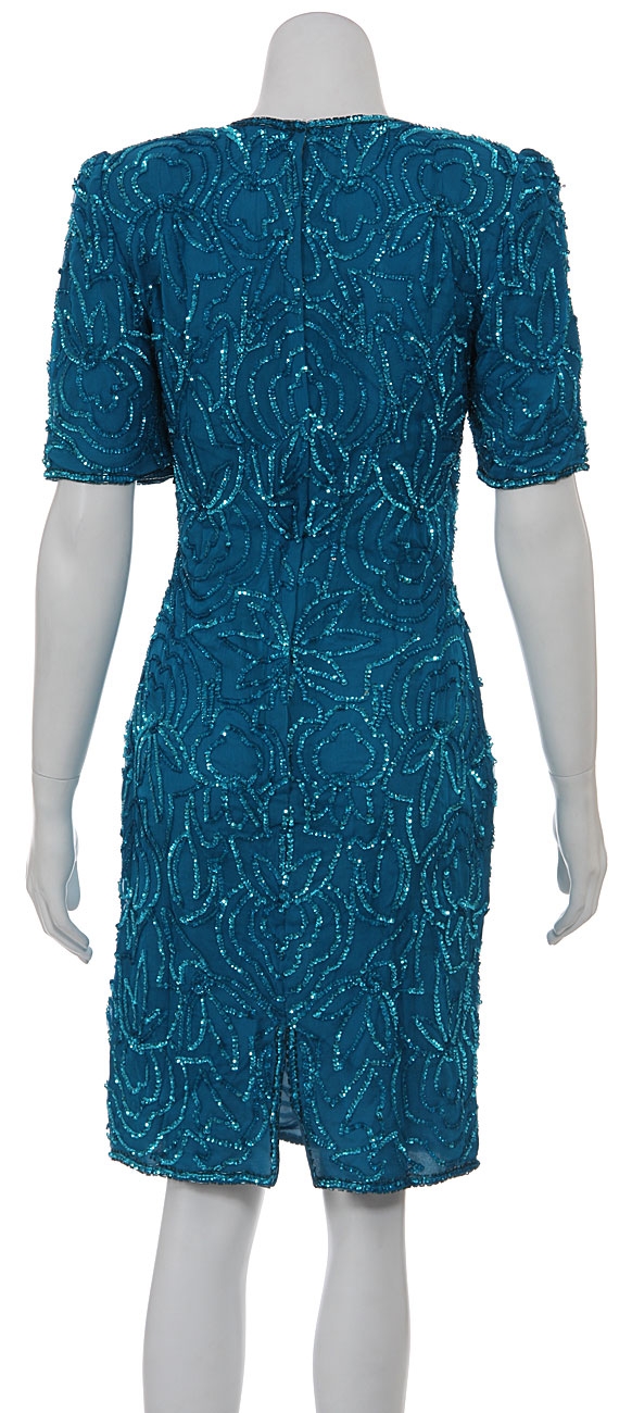 Water Lily Hand Beaded Cocktail Dress — back