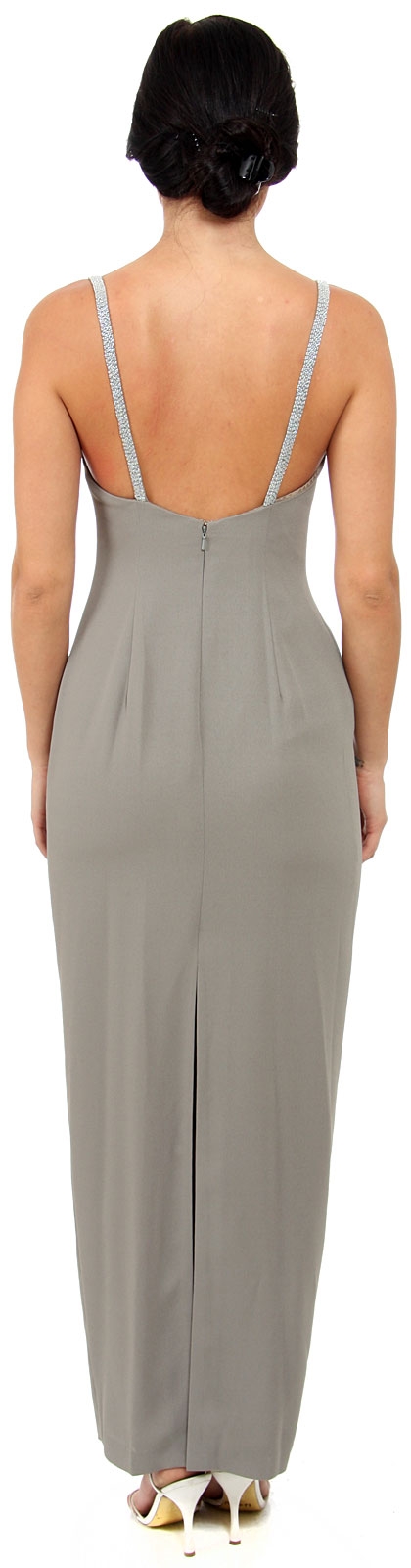 Pencil cut Long Beaded Dress with Keyhole Front — back