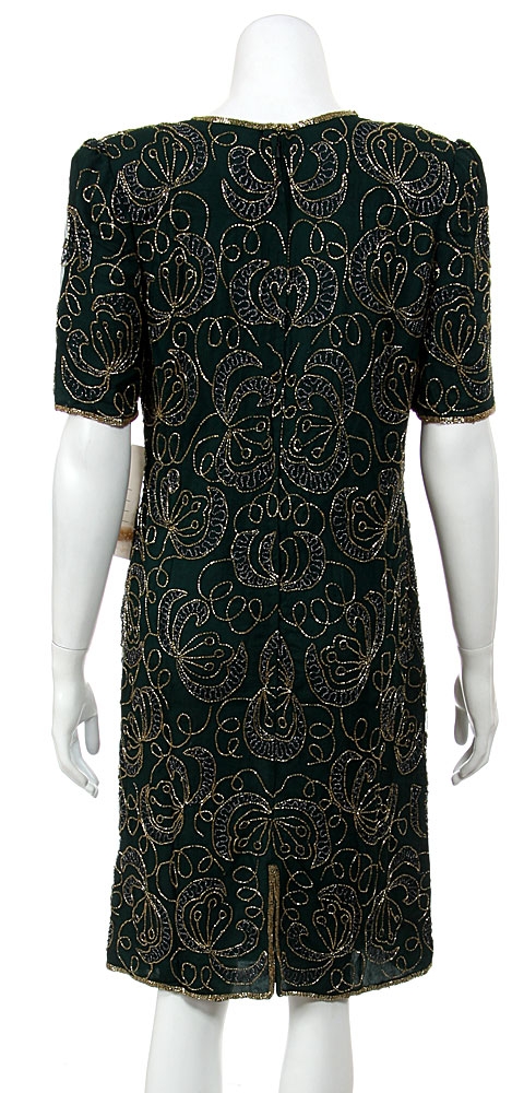 Half Sleeves Tea length Sequined Formal Dress — back