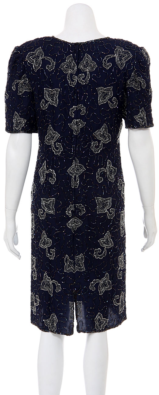 Flower Hook Hand Beaded Short Dress — back