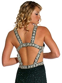 Miniature Star Beaded Open Back Formal Dress — back