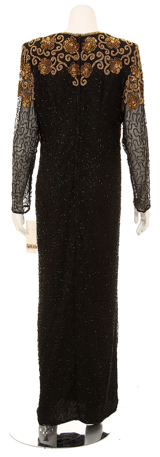 Flower Accentuated Full Length Evening Gown — back