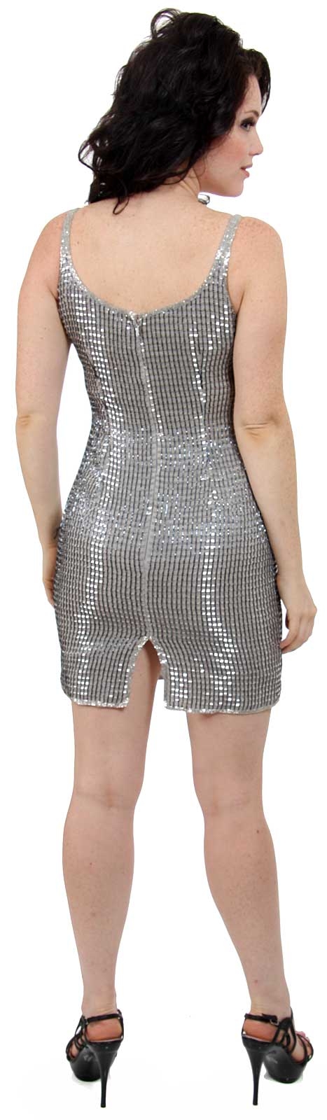Fully Beaded Sleeveless Short Dress — back