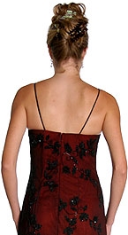 Spaghetti Strapped Floral Beaded Dress — back