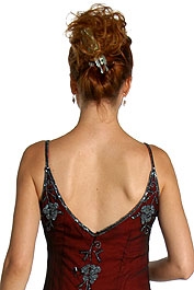 Full Length Floral Beadwork Formal Dress — back