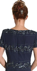 Short Sleeve Floral Beaded Dress — back