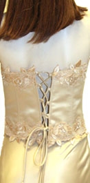 Floral Design on Criss Crossed Formal Dress  — back
