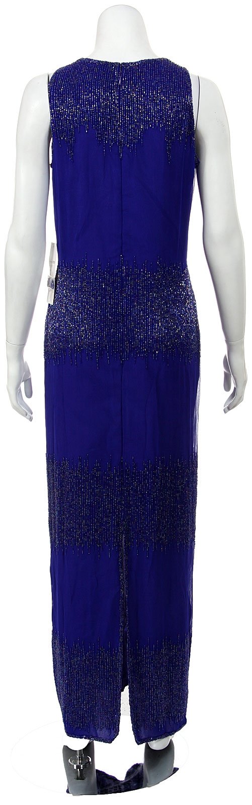 V-neck Sleeveless Full Length Beaded Formal Dress — back