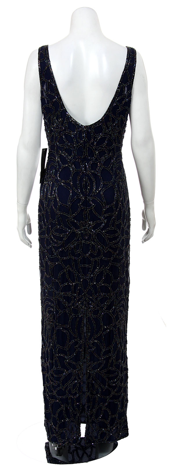 Full Length Sleeveless Beaded Formal Dress — back