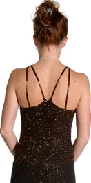 Beaded Long Dress with Flare Bottom — back