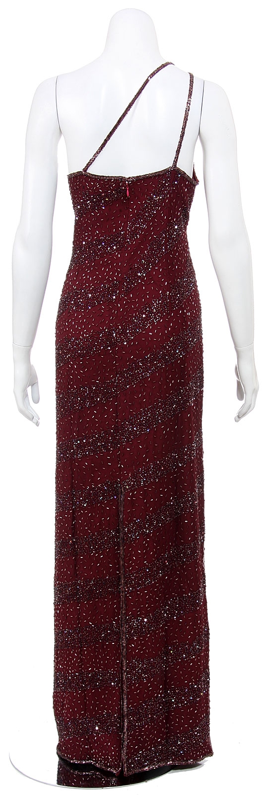 One Shoulder Hand Beaded Formal Dress — back
