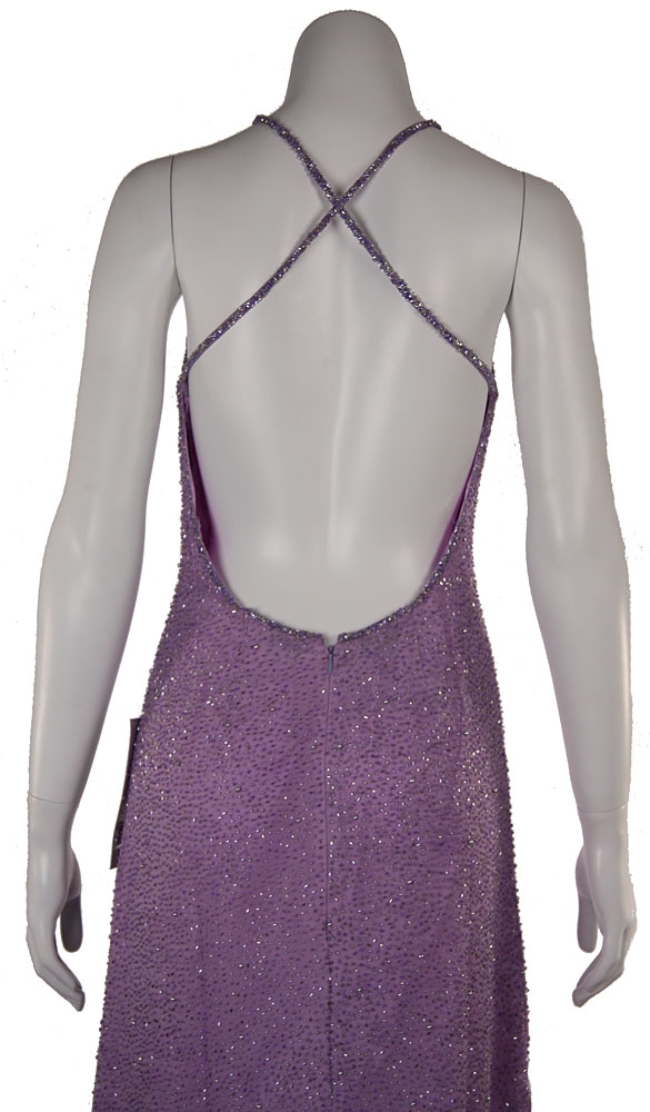 Lilac Formal Evening Dress with Criss Cross Back — back