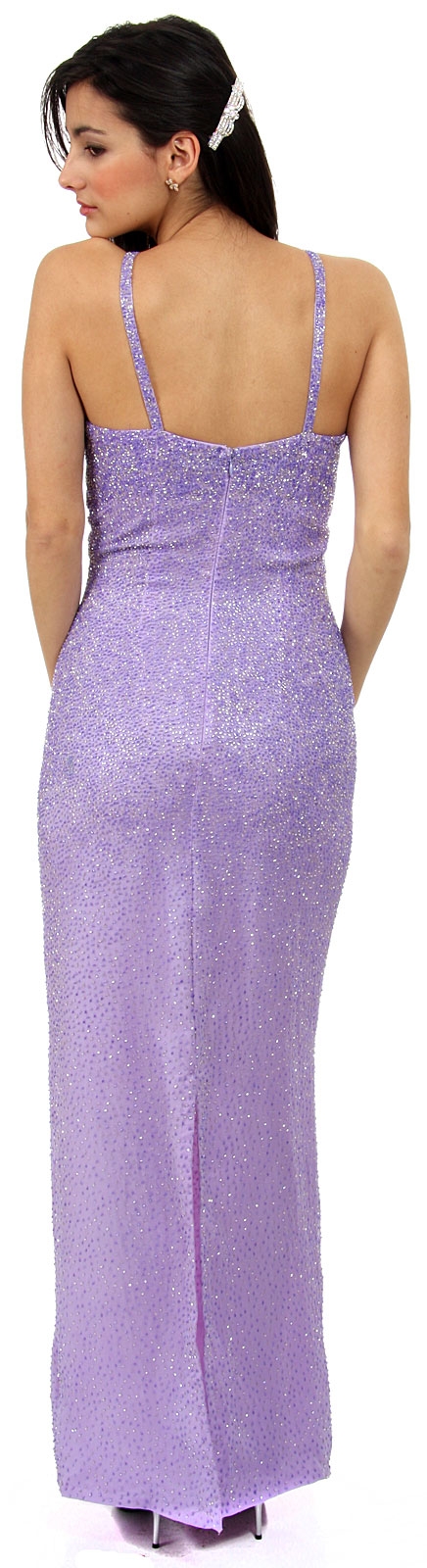 V Straps Sequined Formal Evening Dress — back