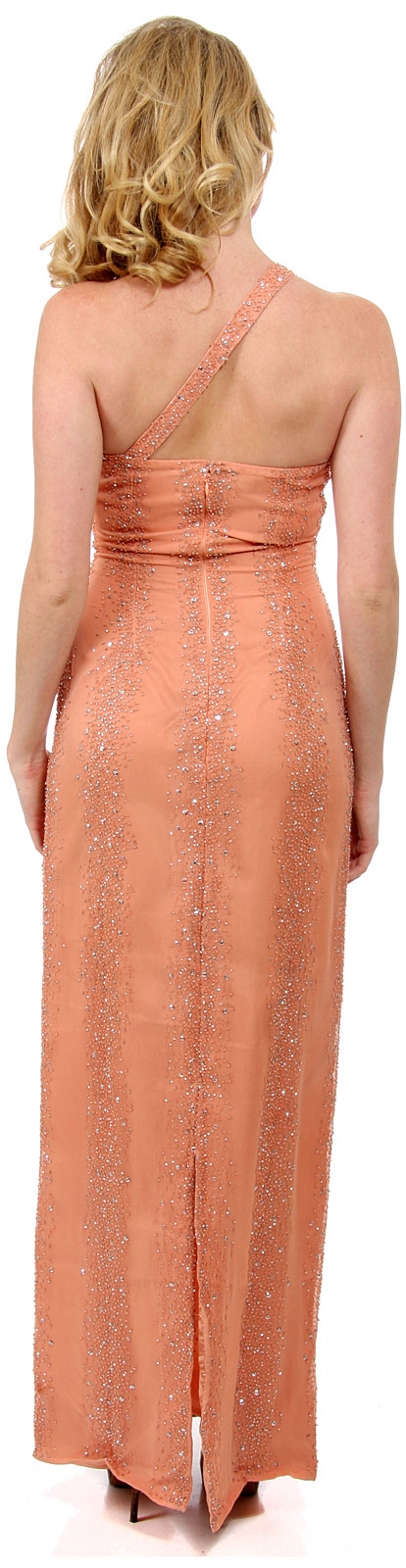 Single Shouldered Silk Chiffon Prom Dress — back