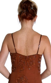 Floral Spaghetti Strapped Beaded Dress — back