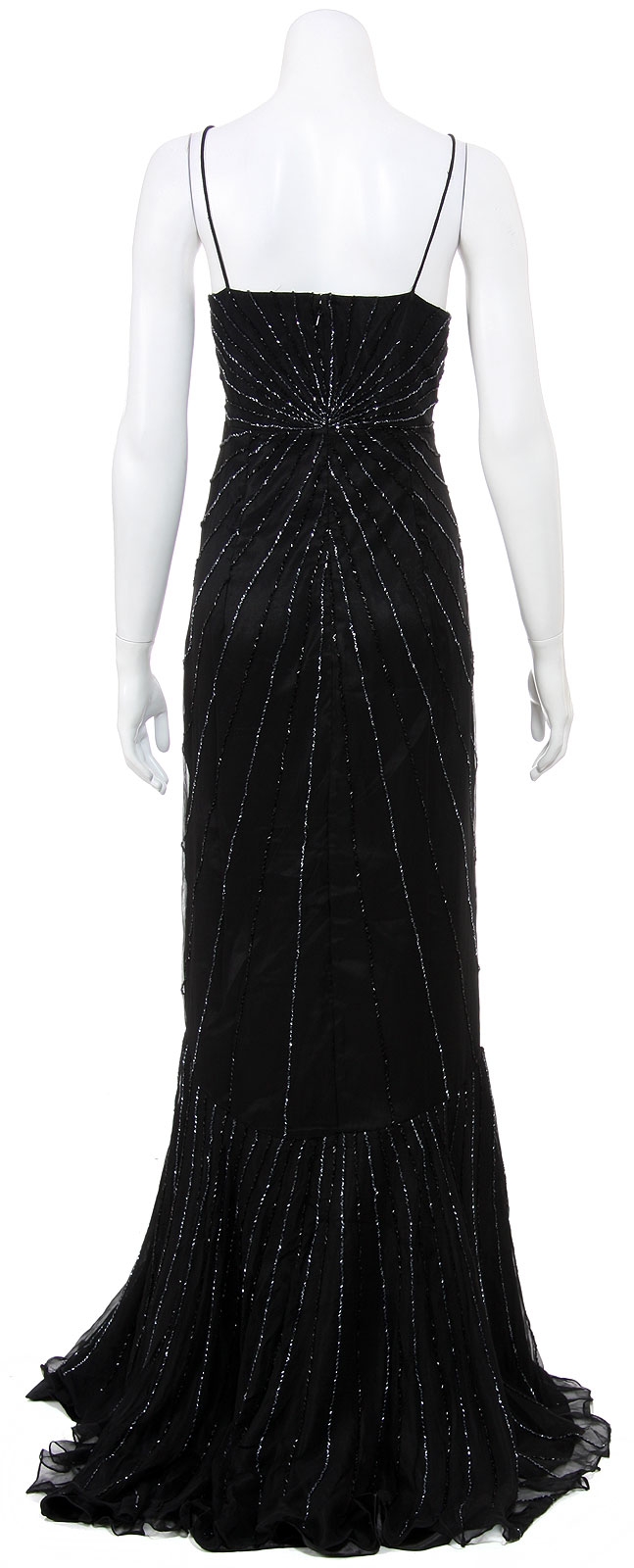 Formal Mermaid Dress with Hand Beaded Spark Detial — back