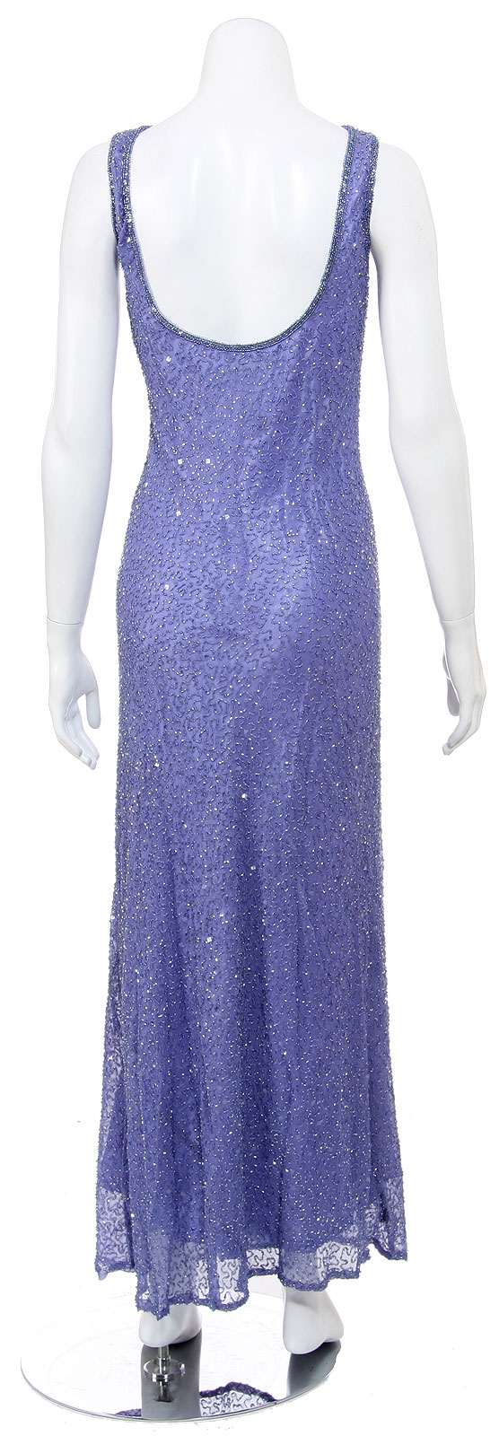Pull over Hand Beaded Long Formal Dress with Open Back — back
