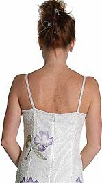 Square Neck Beaded Cocktail Gown with Painted Flowers — back