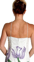 Halter Neck Beaded Formal Gown with Painted Flowers — back