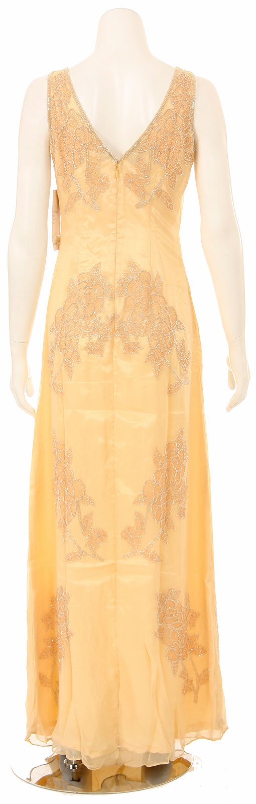 U Neck Floral Beaded Formal Dress — back