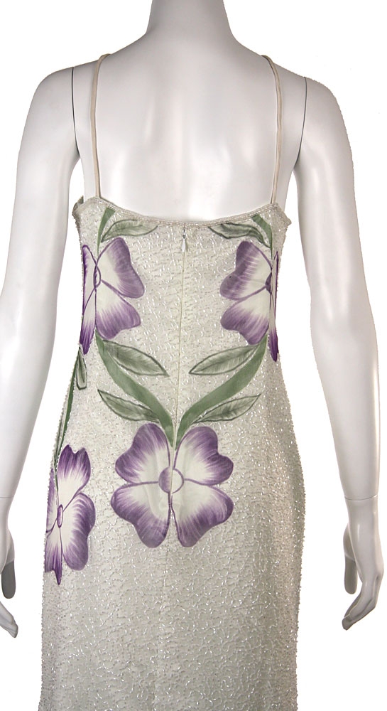 Halter Neck Formal Dress with Painted Floral pattern — back