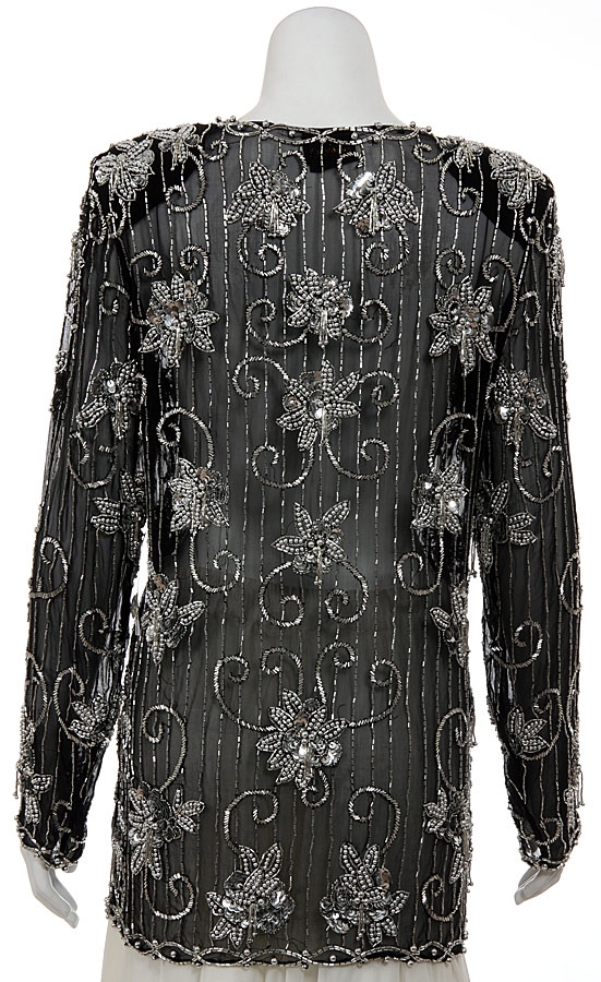 V-neck Sheer Long Hand beaded jacket — back