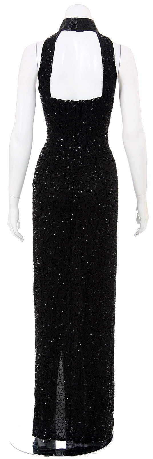 Squared Back Hand Beaded Formal Dress — back