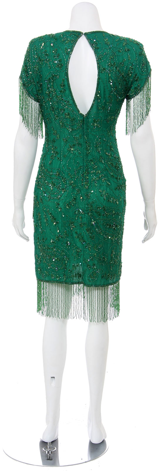 Short Sequined Dress with Hanging Beads — back