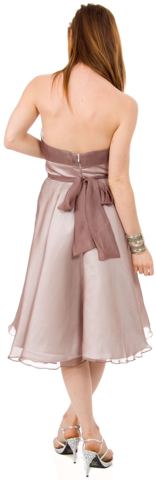 Strapless Bridesmaid dress with detachable sash — back in Mocha
