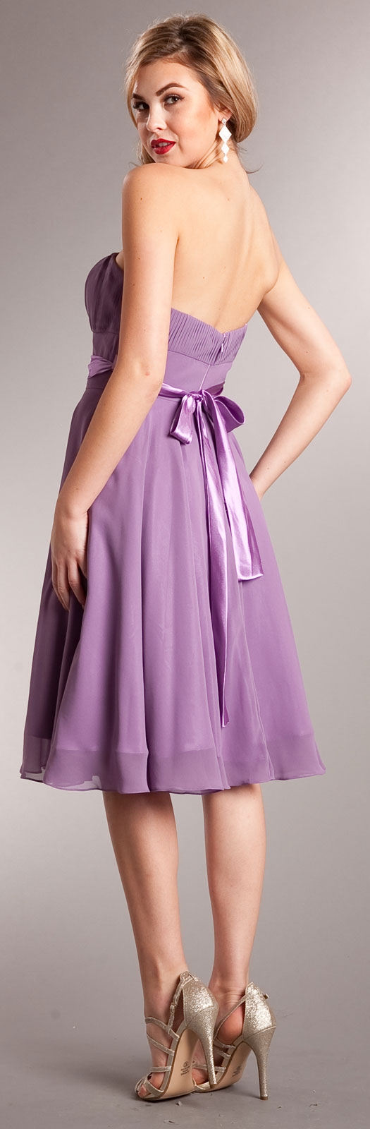 Strapless Bridesmaid dress with detachable sash — back