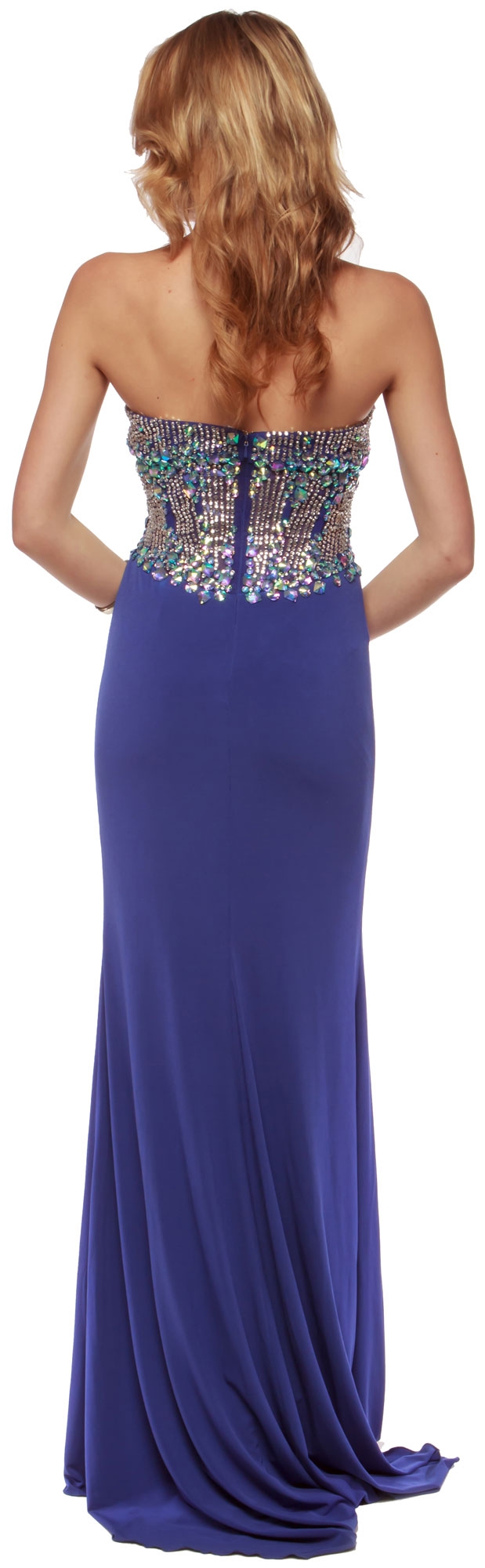 Sweetheart Neck Rhinestones Bodice Long Prom Pageant Dress — back