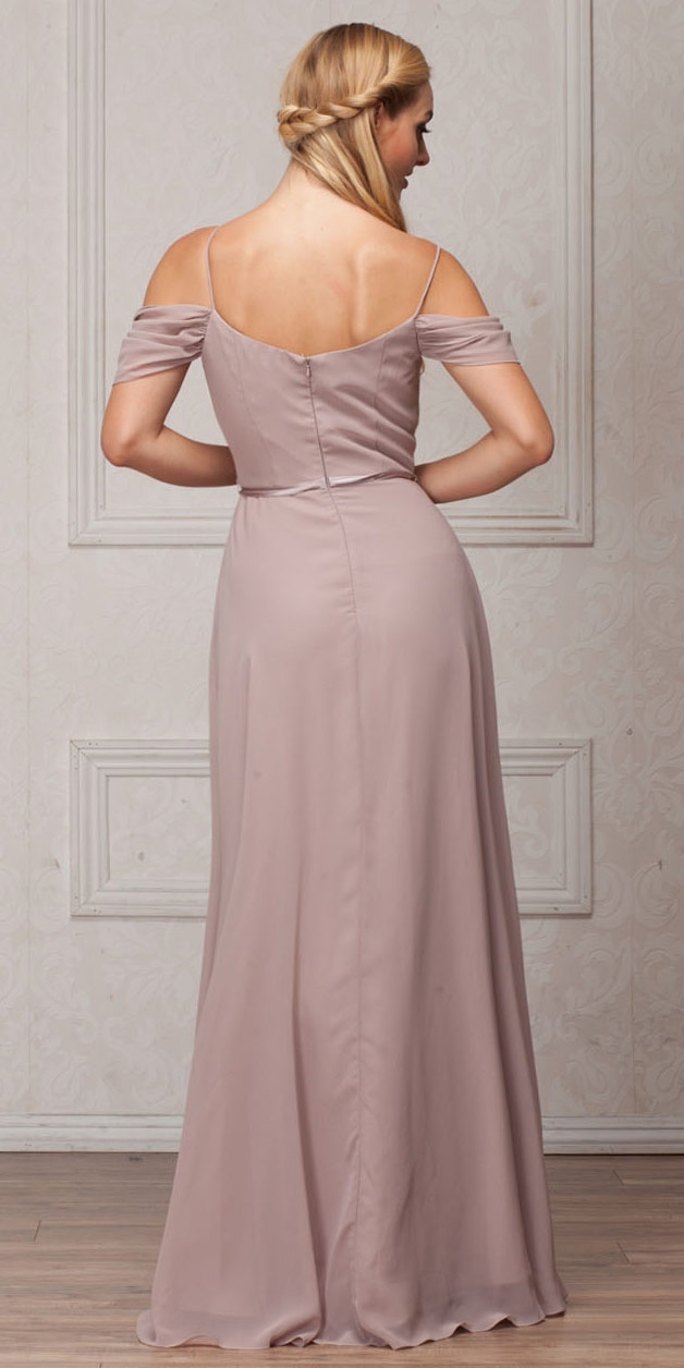 Spaghetti Straps Cold-shoulder Long Bridesmaid Dress — back