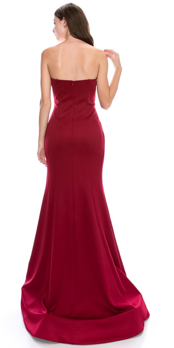 Strapless Sweetheart Neck Floor Length Formal Evening Dress — back in Red