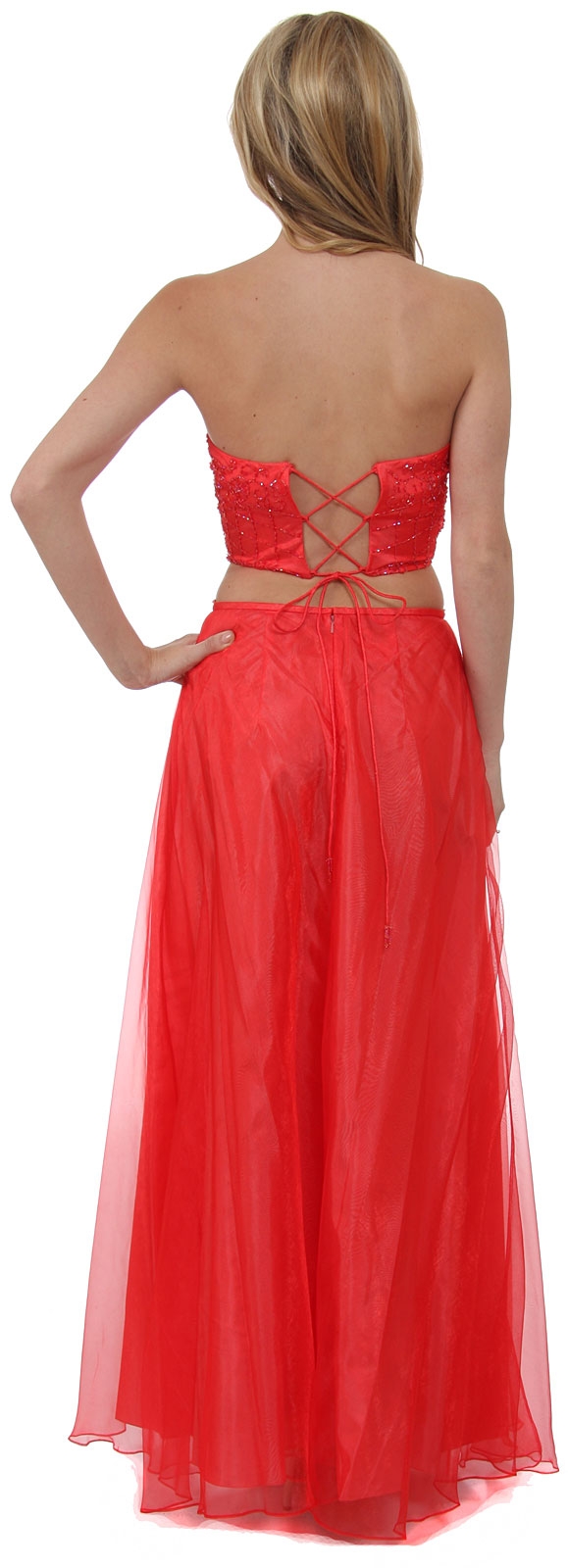 Criss Crossed Strapless 2 pc Dress — back