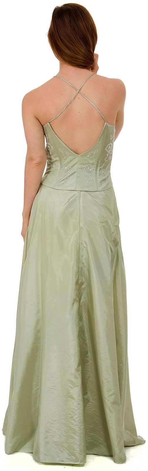 Criss Crossed 2 pc Beaded Formal Evening Dress — back