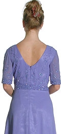 A Shape Half-Sleeved Beaded Long Formal Gown — back