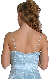 Spaghetti Strapped Flower Beaded Prom Dress — back
