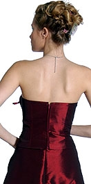 Taffeta Prom Dress with Flower Applique — back