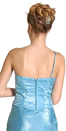 Two Tone Flower Applique and Split Prom Dress — back