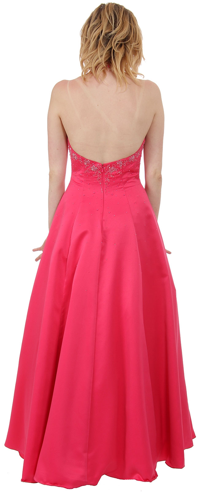 Beaded Halter-Neck Prom Dress — back