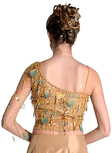 Rose Petal Taffeta Formal Prom Dress — back