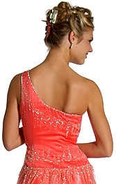 Single Shoulder & Silver Beaded Prom Dress — back