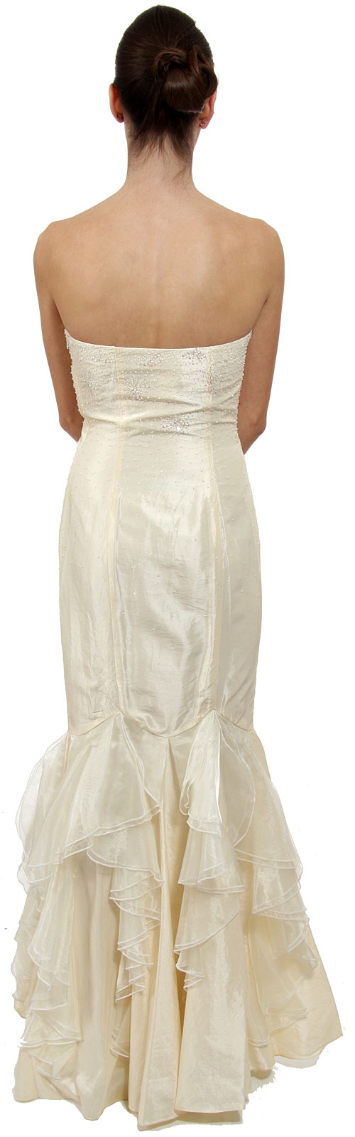 Beaded Mermaid Cut Style and Ruffled Prom Dress — back in Ivory
