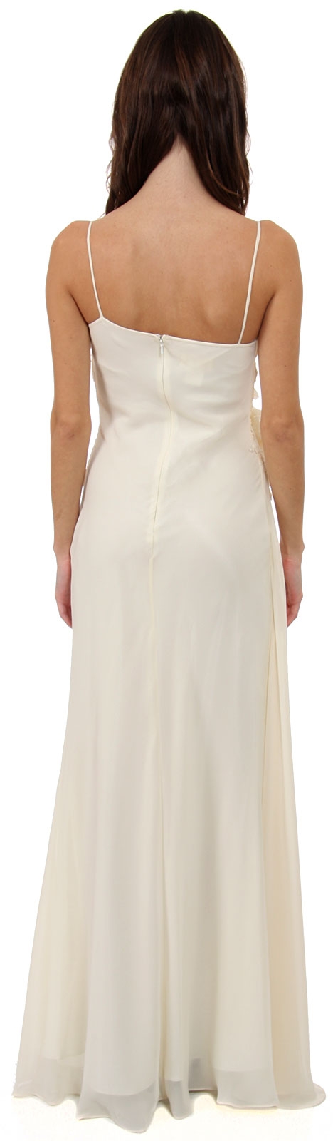 Asymmetric Top Floral and Sheered Formal  Dress — back in Ivory