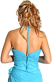 Single Flower Beaded Formal Prom Dress — back