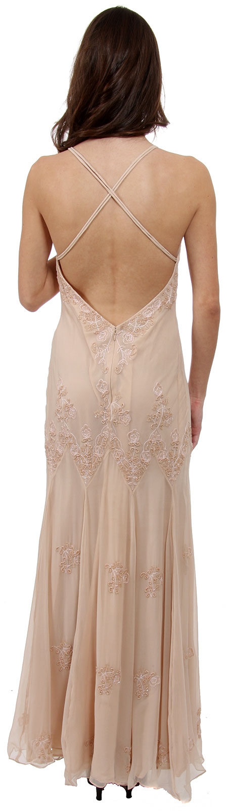 Floral Beaded Formal Dress — back