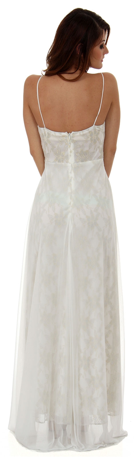 Sweetheart Neck Mesh Long Formal Dress with High Low Overlay — back