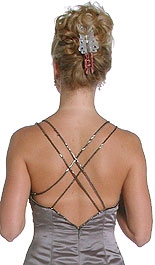 Criss Crossed Beaded Satin Dress — back