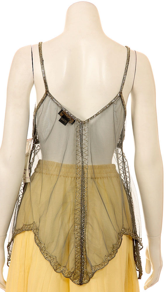Spaghetti Strapped Sheer Sequined Top — back in Gray