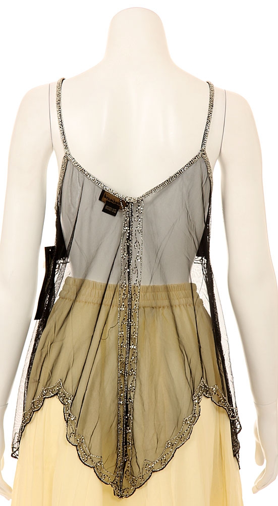 Spaghetti Strapped Gleamed Sheer Top — back